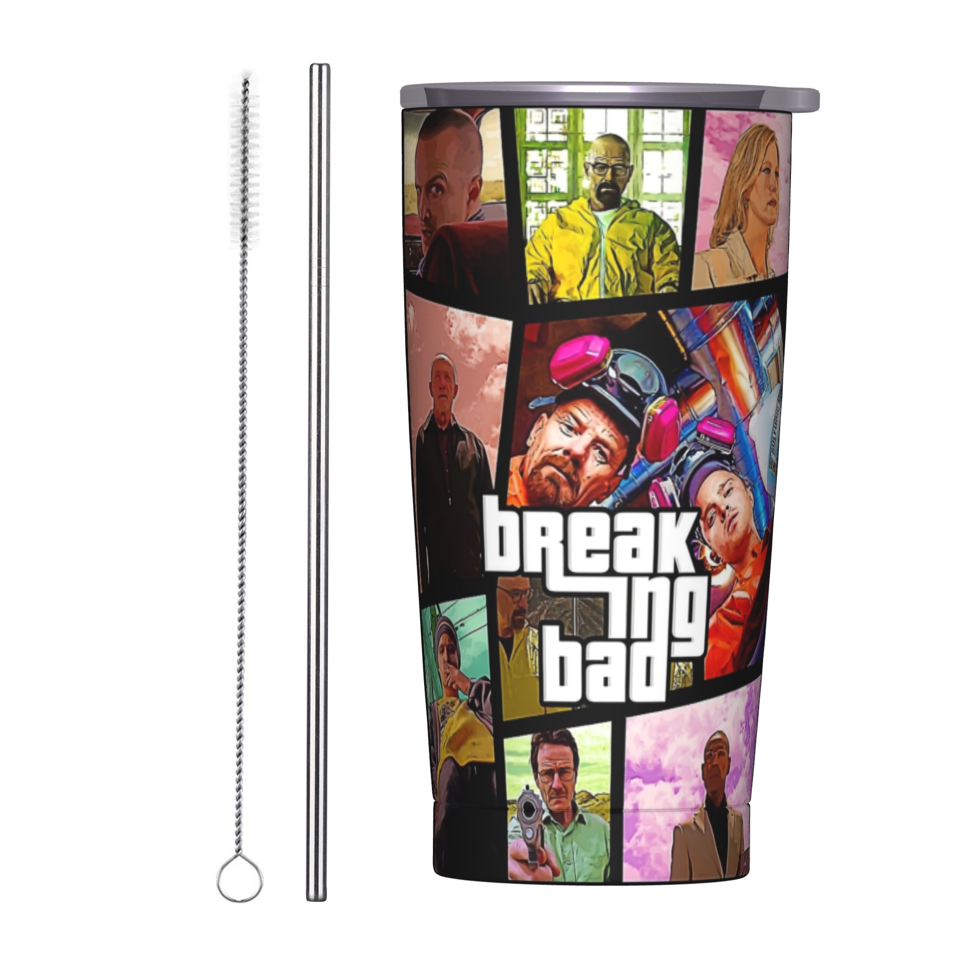 Tumbler 20Oz White - كوب حراري معزول بتصميم ورقة بريكنج