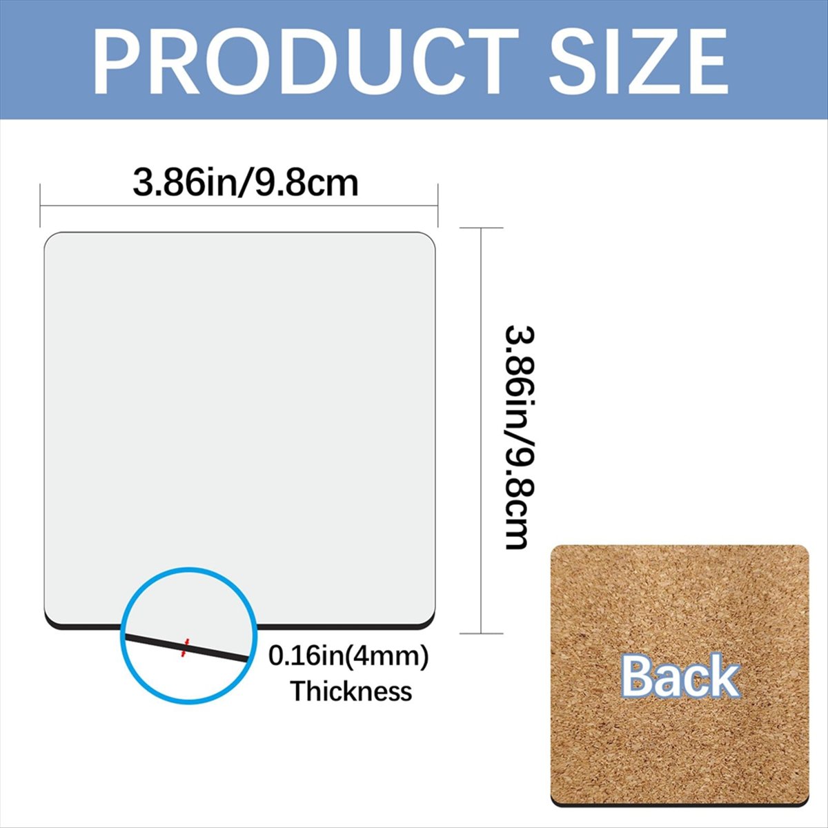 Coaster Sublimation Blank - 30 قطعة من قواعد الأكواب المربعة