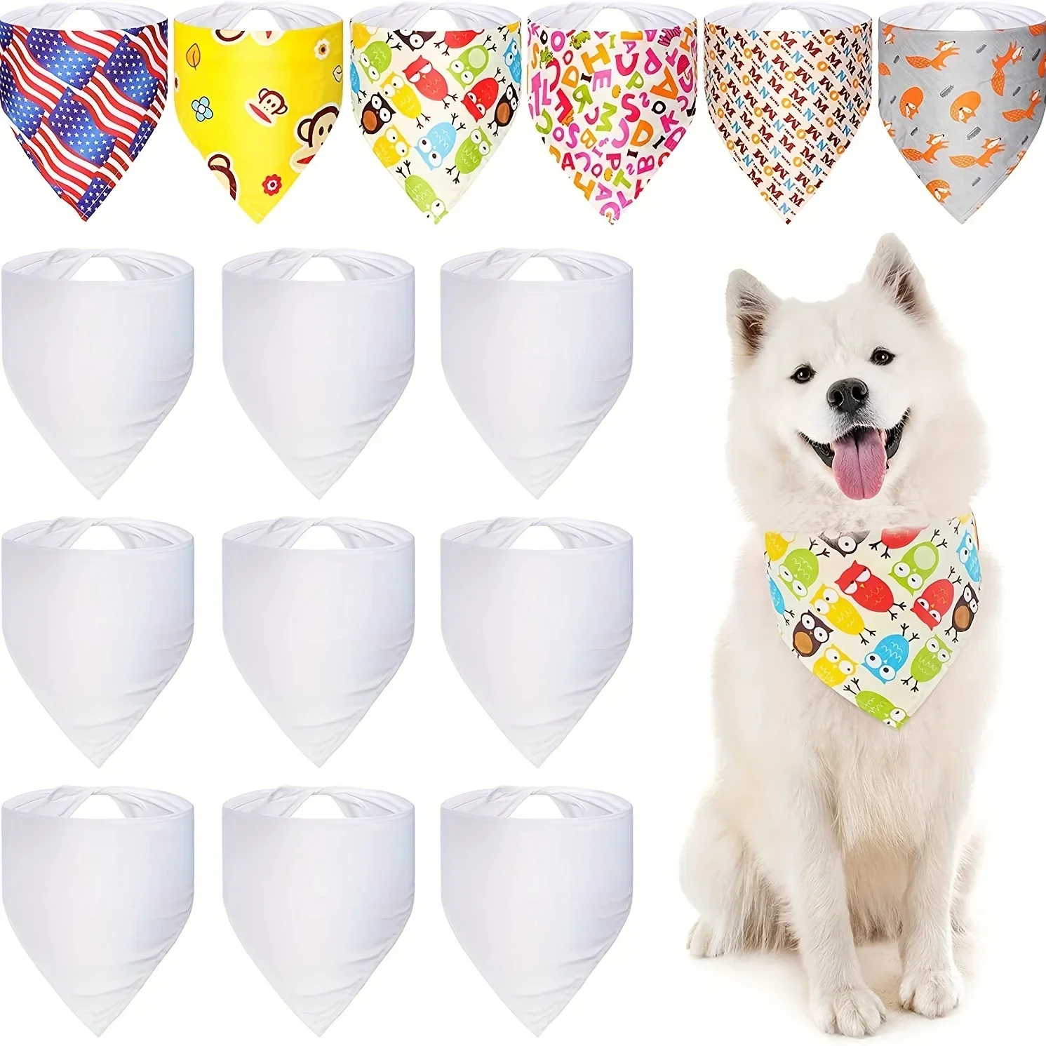 30 قطعة من عصابات الكلاب الفار - مراجعة Bandana Blank White وسعره