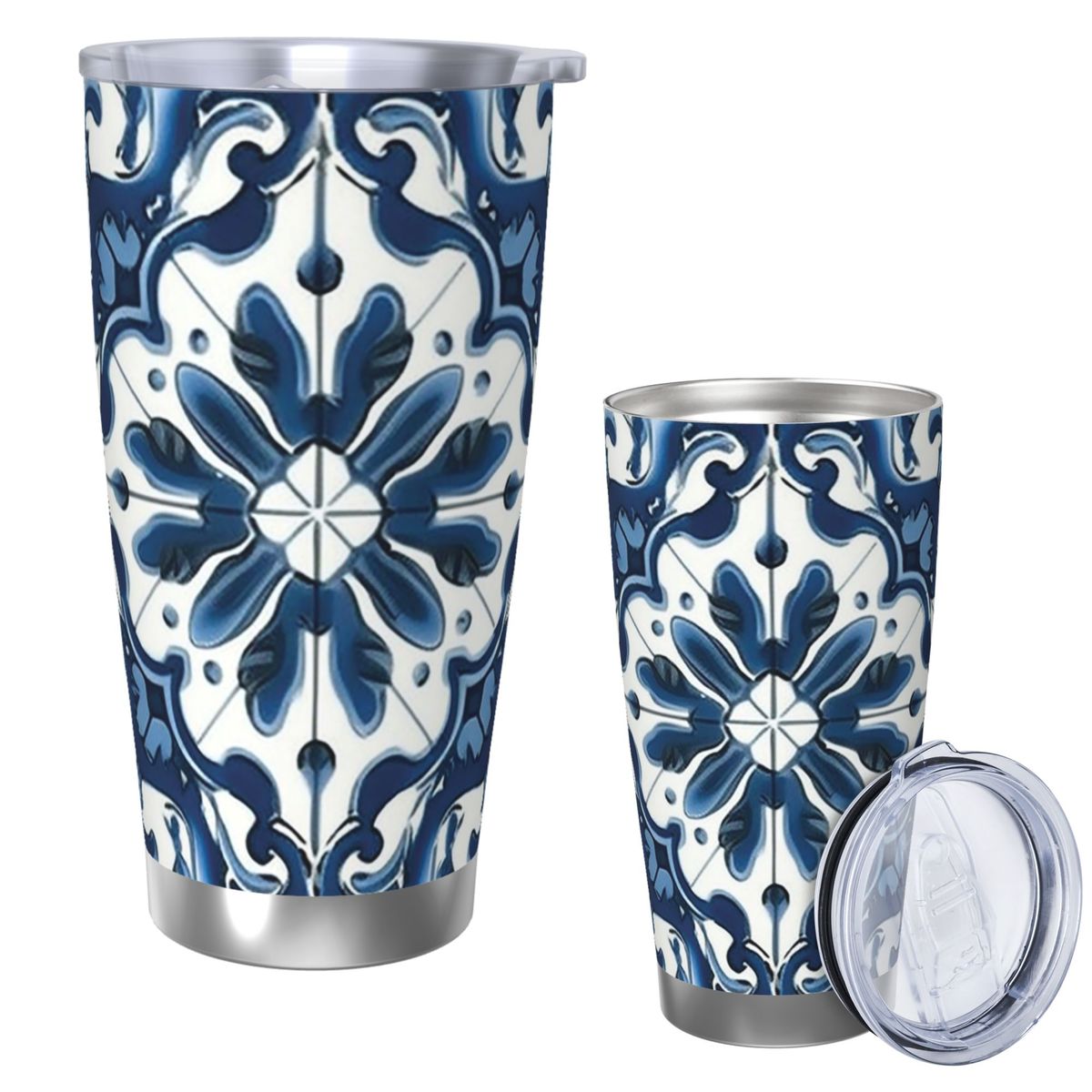 الأزرق والأبيض نمط الماجوليكا  - مراجعة Tumbler 20Oz White وسعره