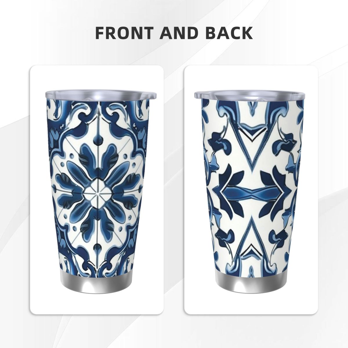 الأزرق والأبيض نمط الماجوليكا  - مراجعة Tumbler 20Oz White وسعره