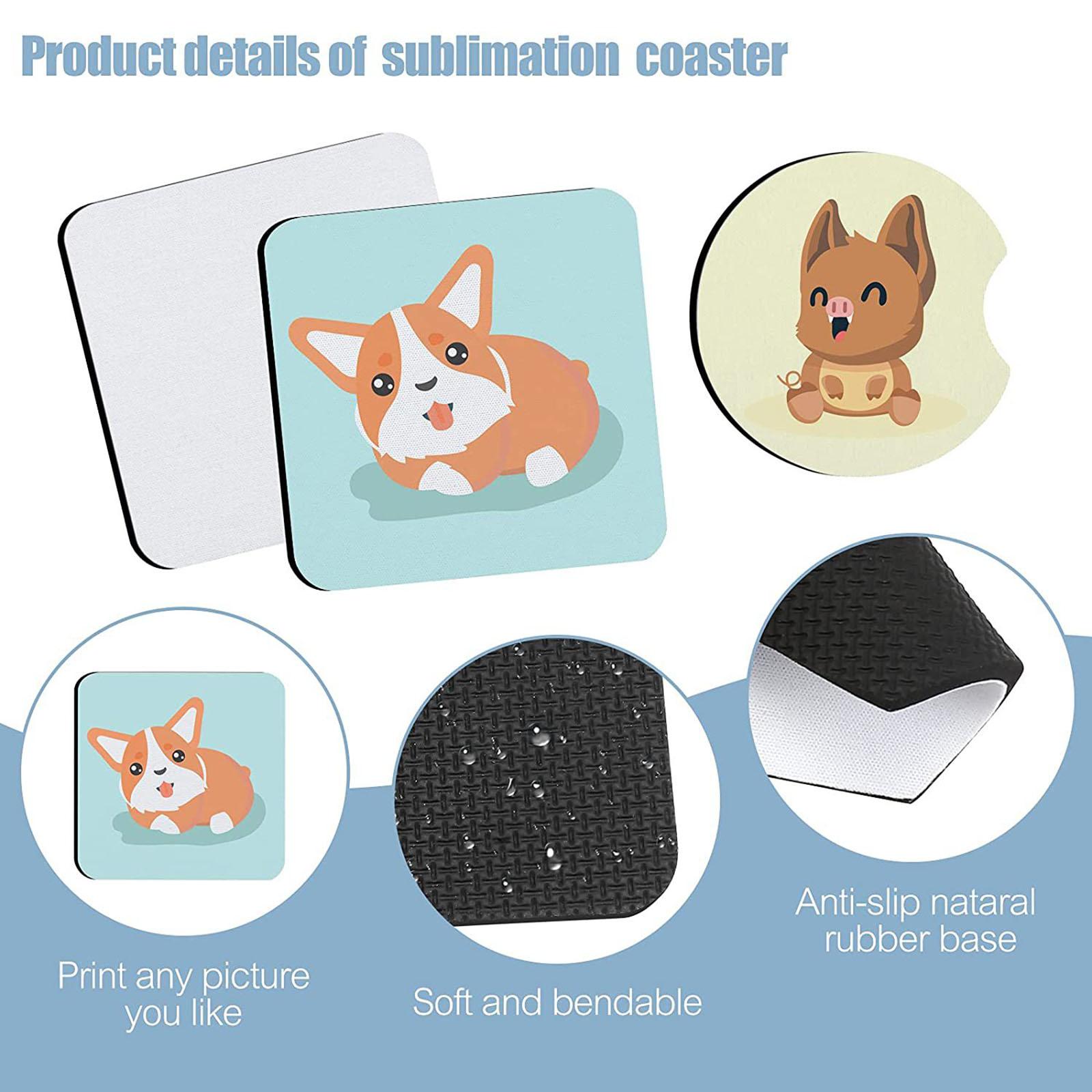 40 قطعة من حاملات الأكواب القا - مراجعة Coaster Sublimation Blank وسعره
